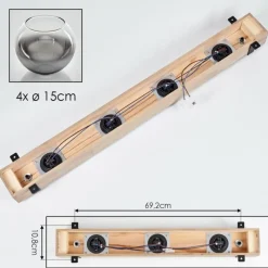 hofstein Plafonnier Verre 15cm Montgomery Écru, Noir, 4 lumières