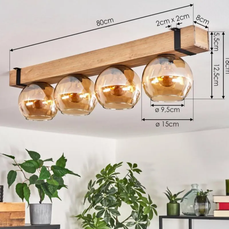 hofstein Plafonnier Verre 15cm Montgomery Écru, Noir, 4 lumières