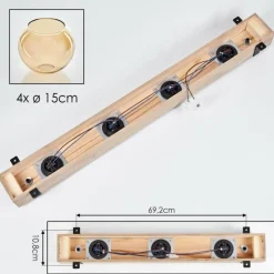 hofstein Plafonnier Verre 15cm Montgomery Écru, Noir, 4 lumières