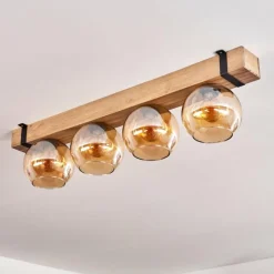 hofstein Plafonnier Verre 15cm Montgomery Écru, Noir, 4 lumières