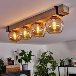 hofstein Plafonnier Verre 15cm Montgomery Écru, Noir, 4 lumières