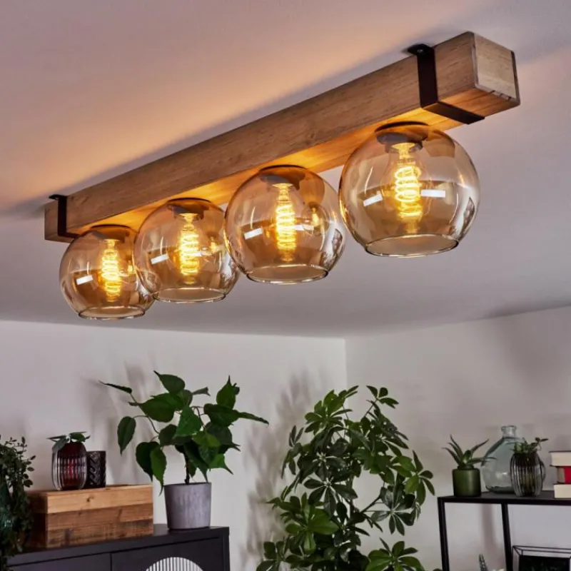 hofstein Plafonnier Verre 15cm Montgomery Écru, Noir, 4 lumières