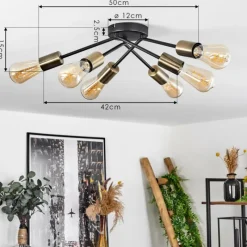 hofstein Plafonnier Vestjelland Laiton, Noir, 6 lumières