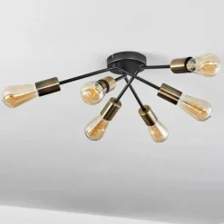 hofstein Plafonnier Vestjelland Laiton, Noir, 6 lumières