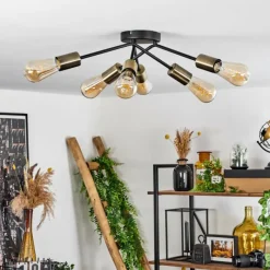 hofstein Plafonnier Vestjelland Laiton, Noir, 6 lumières