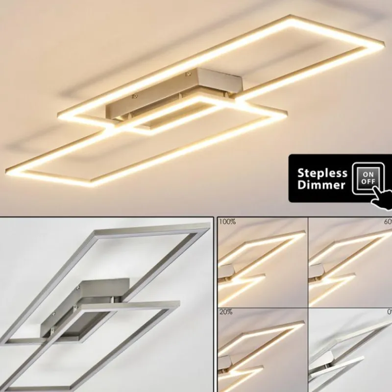 hofstein Plafonnier Veyrier LED Acier brossé, 2 lumières