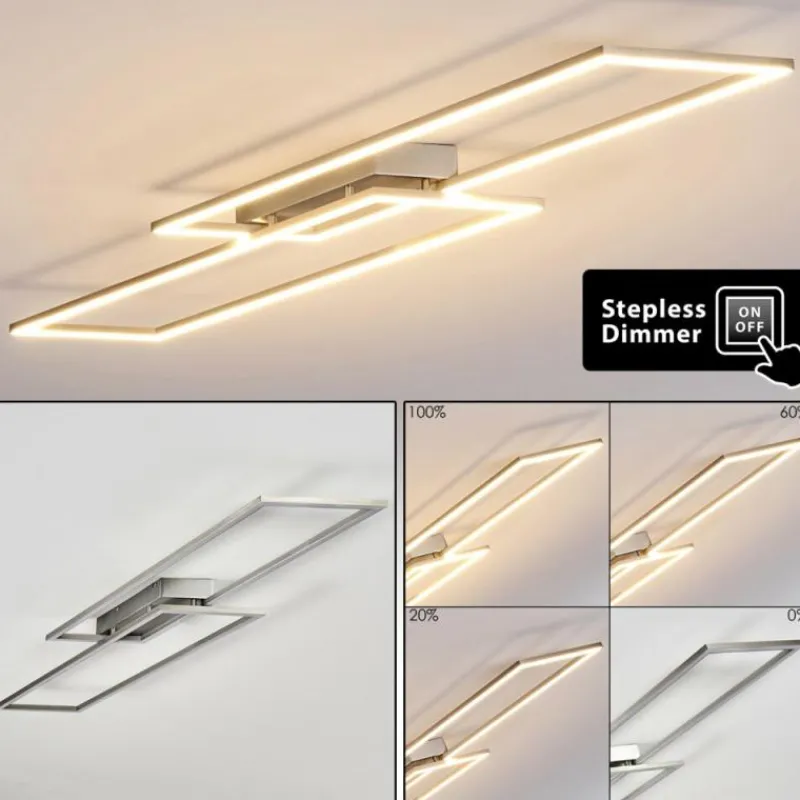 hofstein Plafonnier Veyrier LED Acier brossé, 2 lumières* Éclairage Led