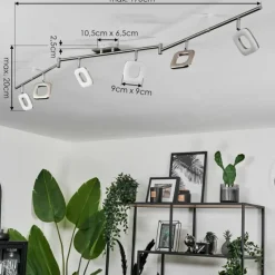 hofstein Plafonnier Villenauxe LED Nickel mat, 6 lumières