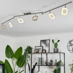 hofstein Plafonnier Villenauxe LED Nickel mat, 6 lumières