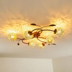 Lampes Art Déco-hofstein Plafonnier Virga Brun, 6 lumières