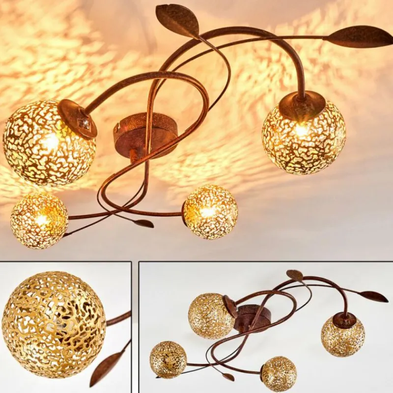 Lampes Dorées-hofstein Plafonnier Virga Rouille, 4 lumières