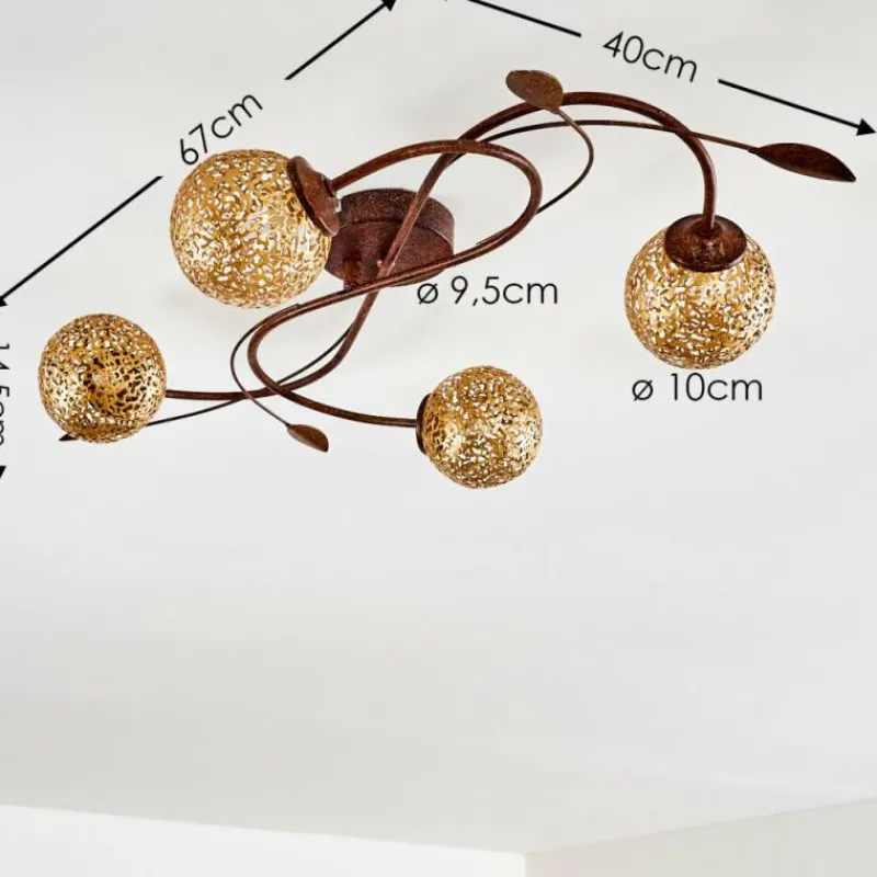 Lampes Dorées-hofstein Plafonnier Virga Rouille, 4 lumières