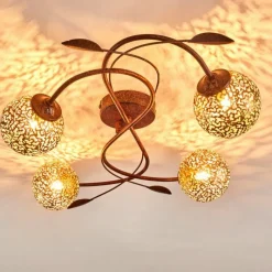 Lampes Dorées-hofstein Plafonnier Virga Rouille, 4 lumières