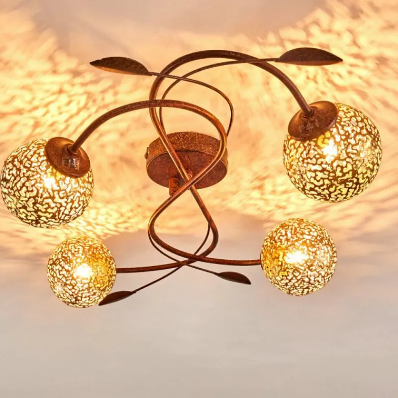 Lampes Dorées-hofstein Plafonnier Virga Rouille, 4 lumières