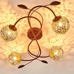 Lampes Dorées-hofstein Plafonnier Virga Rouille, 4 lumières