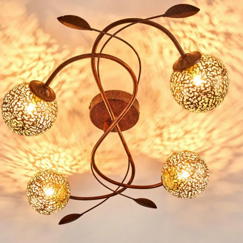 Lampes Dorées-hofstein Plafonnier Virga Rouille, 4 lumières