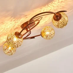 Lampes Dorées-hofstein Plafonnier Virga Rouille, 4 lumières