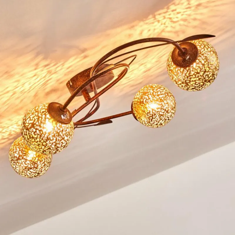 Lampes Dorées-hofstein Plafonnier Virga Rouille, 4 lumières