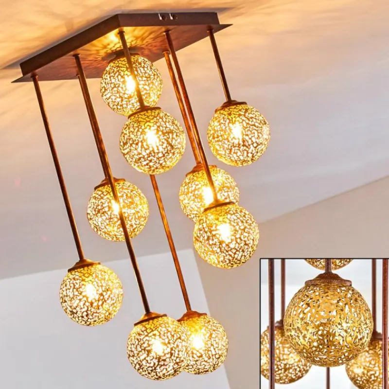Lampes Dorées-hofstein Plafonnier Virga Rouille, 9 lumières