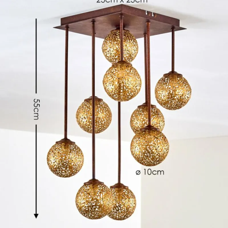 Lampes Dorées-hofstein Plafonnier Virga Rouille, 9 lumières