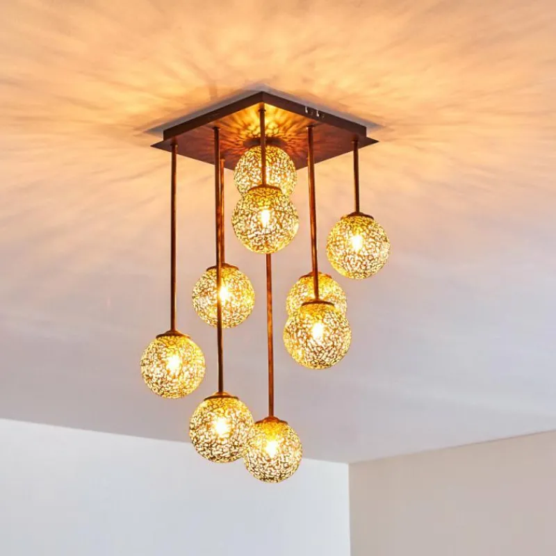 Lampes Dorées-hofstein Plafonnier Virga Rouille, 9 lumières