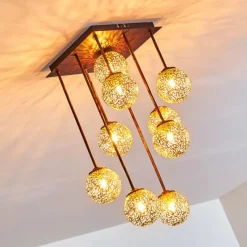 Lampes Dorées-hofstein Plafonnier Virga Rouille, 9 lumières