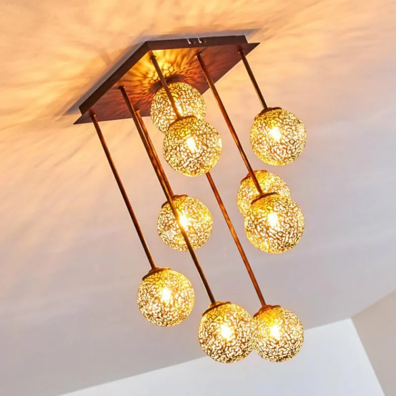 Lampes Dorées-hofstein Plafonnier Virga Rouille, 9 lumières