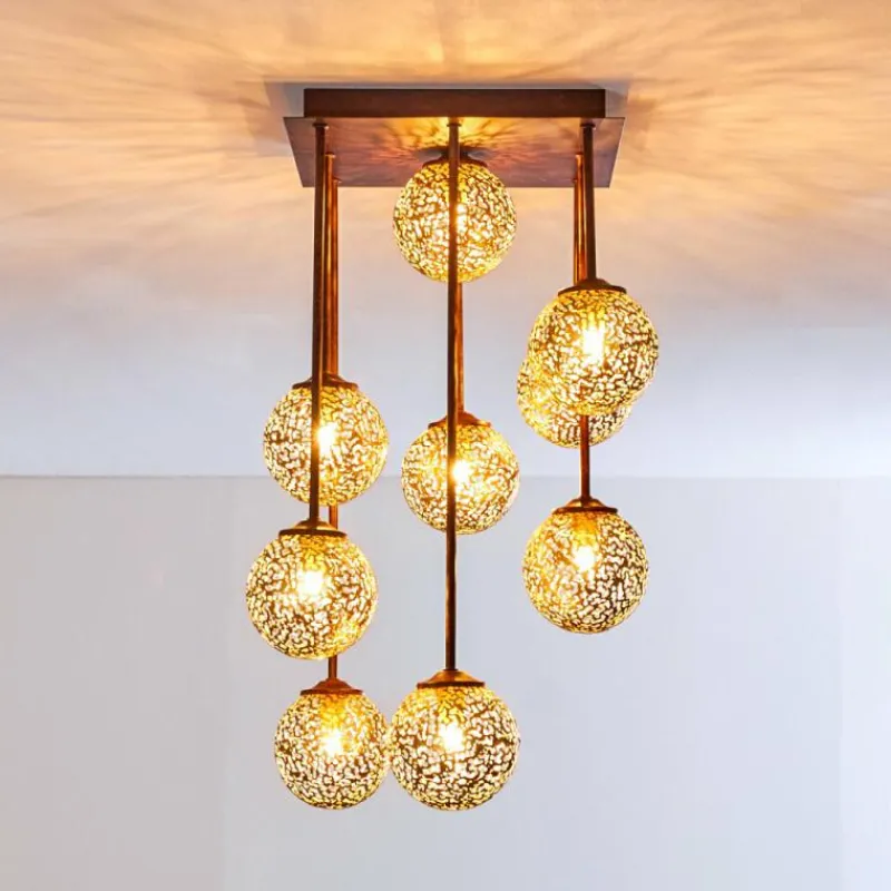 Lampes Dorées-hofstein Plafonnier Virga Rouille, 9 lumières