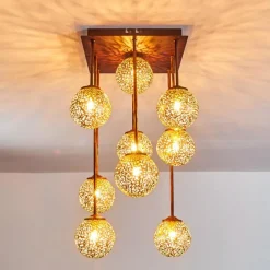 Lampes Dorées-hofstein Plafonnier Virga Rouille, 9 lumières