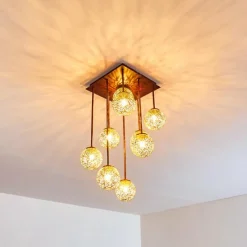 Lampes Dorées-hofstein Plafonnier Virga Rouille, 9 lumières