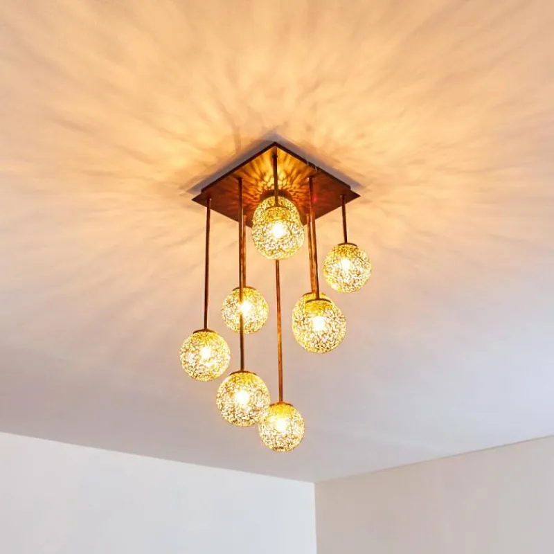 Lampes Dorées-hofstein Plafonnier Virga Rouille, 9 lumières