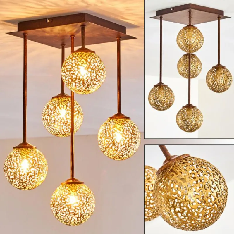 Lampes Dorées-hofstein Plafonnier Virga Rouille, 5 lumières