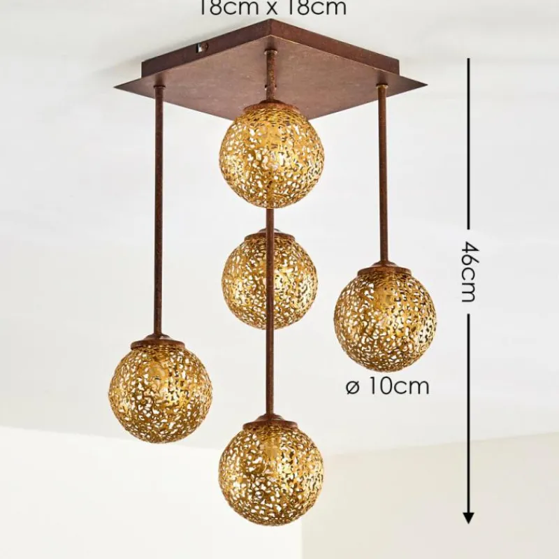 Lampes Dorées-hofstein Plafonnier Virga Rouille, 5 lumières