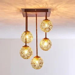 Lampes Dorées-hofstein Plafonnier Virga Rouille, 5 lumières