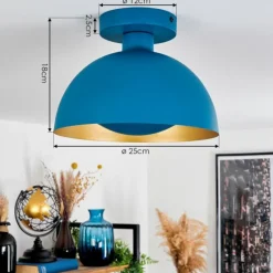 Lampes Dorées-hofstein Plafonnier Vivian Bleu, 1 lumière