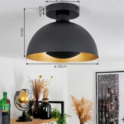 Lampes Dorées-hofstein Plafonnier Vivian Noir, 1 lumière