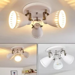 hofstein Plafonnier Vlissingen Nickel mat, Blanc, 3 lumières* Spots Et Projecteurs