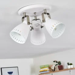 hofstein Plafonnier Vlissingen Nickel mat, Blanc, 3 lumières* Spots Et Projecteurs