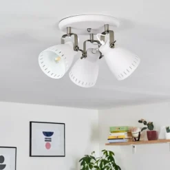 hofstein Plafonnier Vlissingen Nickel mat, Blanc, 3 lumières* Spots Et Projecteurs