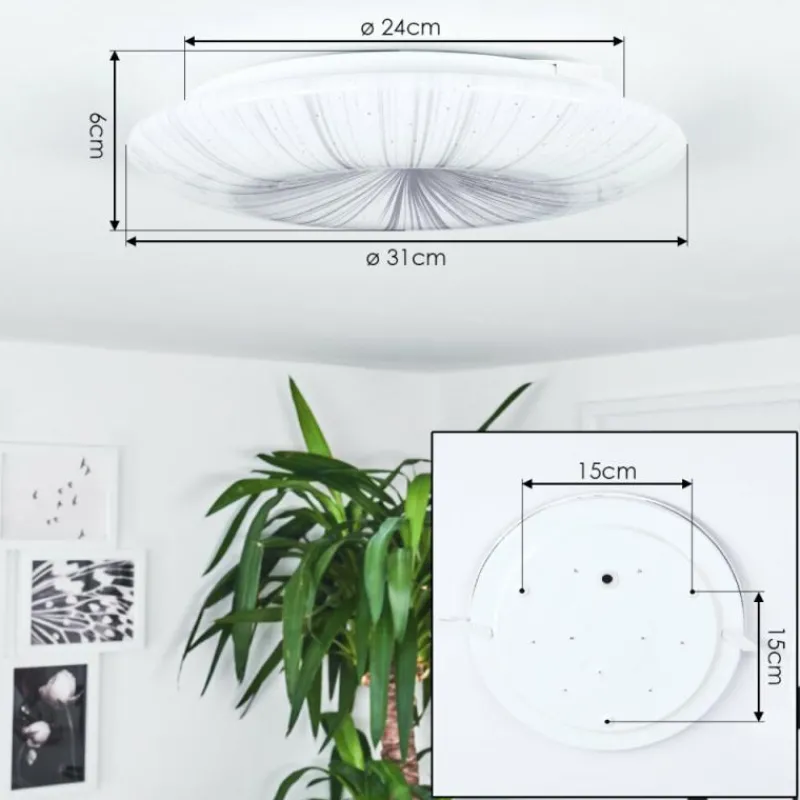 hofstein Plafonnier Vogorno LED Blanc, 1 lumière