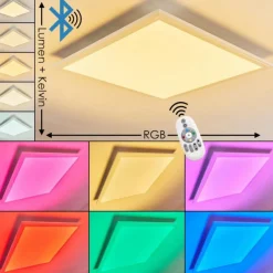 hofstein Plafonnier Voisines LED Blanc, 1 lumière, Télécommandes, Changeur de couleurs