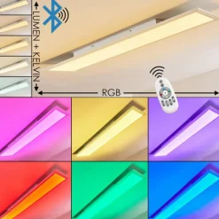 hofstein Plafonnier Voisines LED Blanc, 1 lumière, Télécommandes, Changeur de couleurs