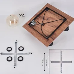 hofstein Plafonnier Vouhet Brun, Couleur bois, Noir, 4 lumières