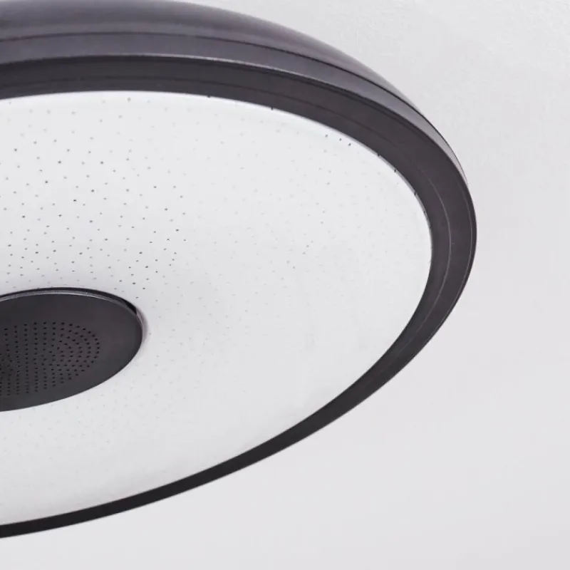 hofstein Plafonnier Vully LED Noir, 1 lumière, Télécommandes, Changeur de couleurs