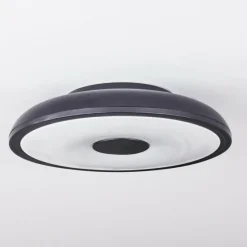 hofstein Plafonnier Vully LED Noir, 1 lumière, Télécommandes, Changeur de couleurs