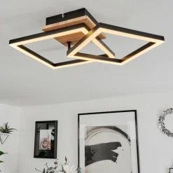 Luminaires Scandinaves-hofstein Plafonnier Walschbronn LED Brun, Couleur bois, Noir, 1 lumière