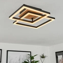 Luminaires Scandinaves-hofstein Plafonnier Walschbronn LED Brun, Couleur bois, Noir, 1 lumière