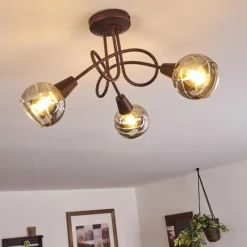 Suspension Verre Fumé-hofstein Plafonnier Warga LED Bronze, 3 lumières