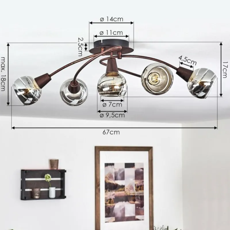 hofstein Plafonnier Warga LED Bronze, 5 lumières