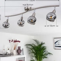 hofstein Plafonnier Warga LED Nickel mat, 4 lumières